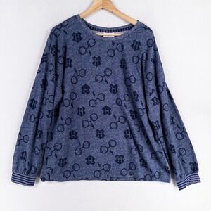 Harry Potter Wizarding World Top Sleep Shirt Womens Sz XL Blue Soft Knit Glasses